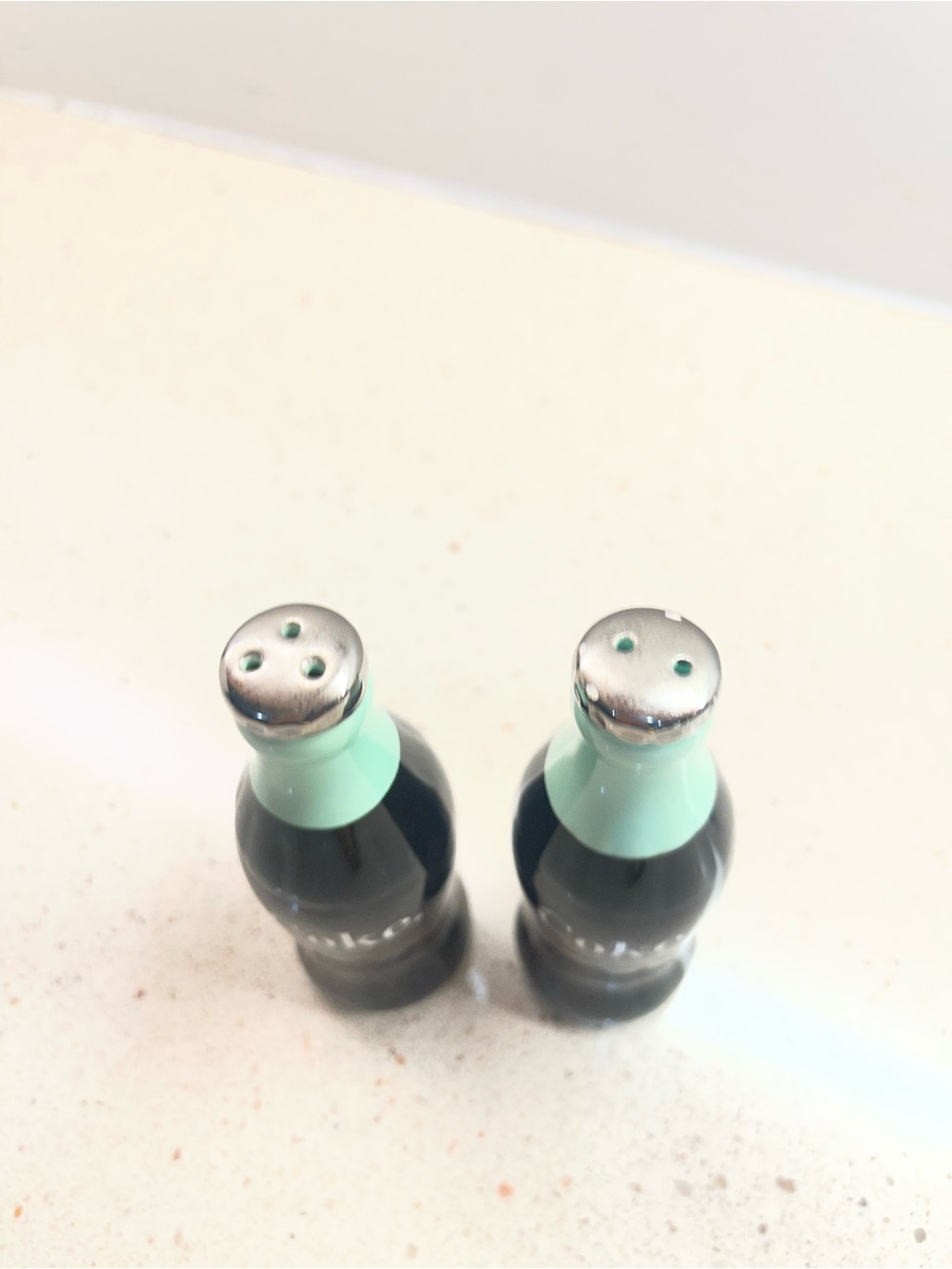 Mint Green Top Salt and Pepper Shakers - Modern Kitchen Set - Picture 6 of 10